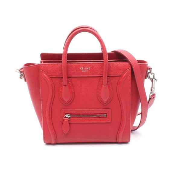 Celine Luggage Handbag Leather Red - Picture 1 of 7